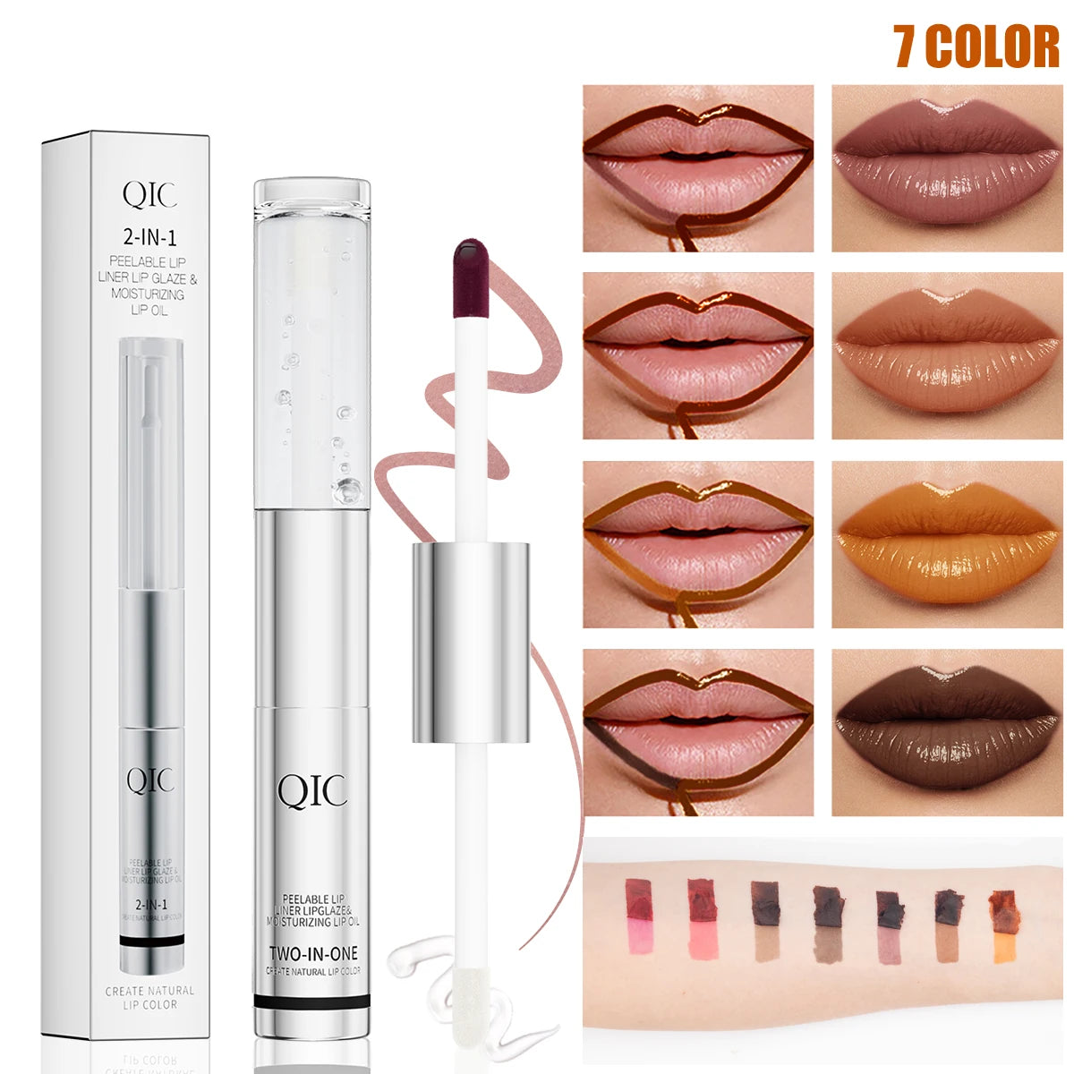QIC Waterproof Lip Liner Peel Off Tattoo Lipgloss Long Lasting Matte Lip Tint Brown Contour Tear-off Lips Stain Cosmetic