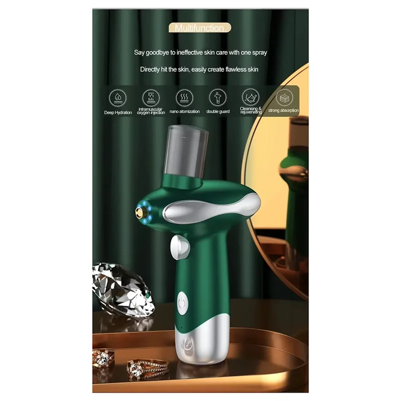【ABODE】Skin Moisturizing Oxygen Machine Blue Red Light Therapy Nano Mist Sprayer Facial Steamer Skincare Airbrush Portable