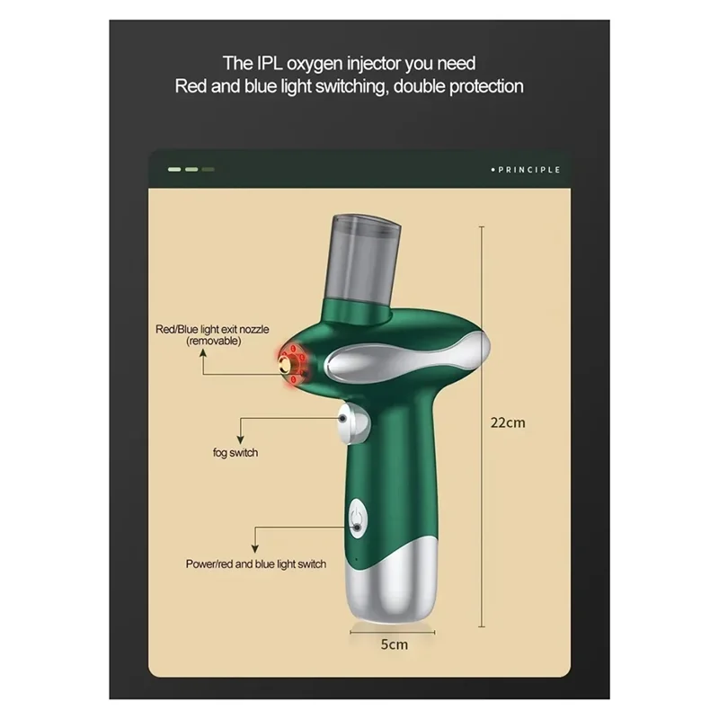 【ABODE】Skin Moisturizing Oxygen Machine Blue Red Light Therapy Nano Mist Sprayer Facial Steamer Skincare Airbrush Portable