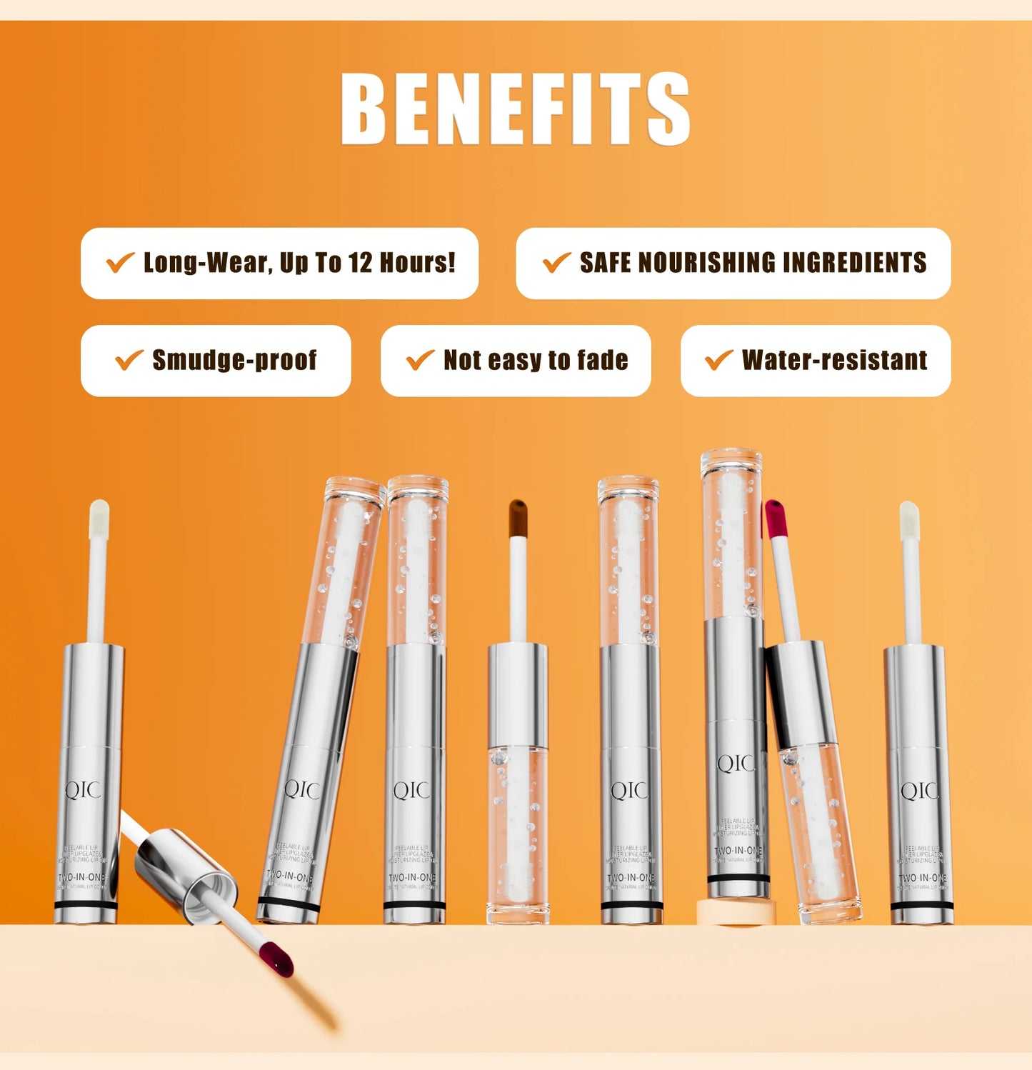 QIC Waterproof Lip Liner Peel Off Tattoo Lipgloss Long Lasting Matte Lip Tint Brown Contour Tear-off Lips Stain Cosmetic