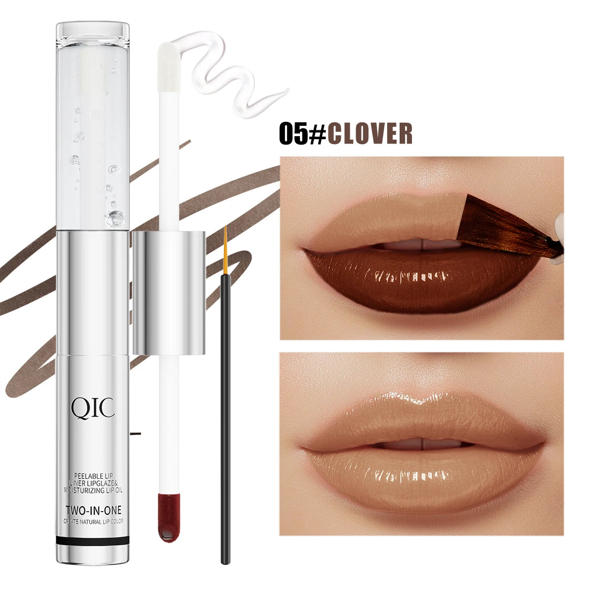 QIC Waterproof Lip Liner Peel Off Tattoo Lipgloss Long Lasting Matte Lip Tint Brown Contour Tear-off Lips Stain Cosmetic