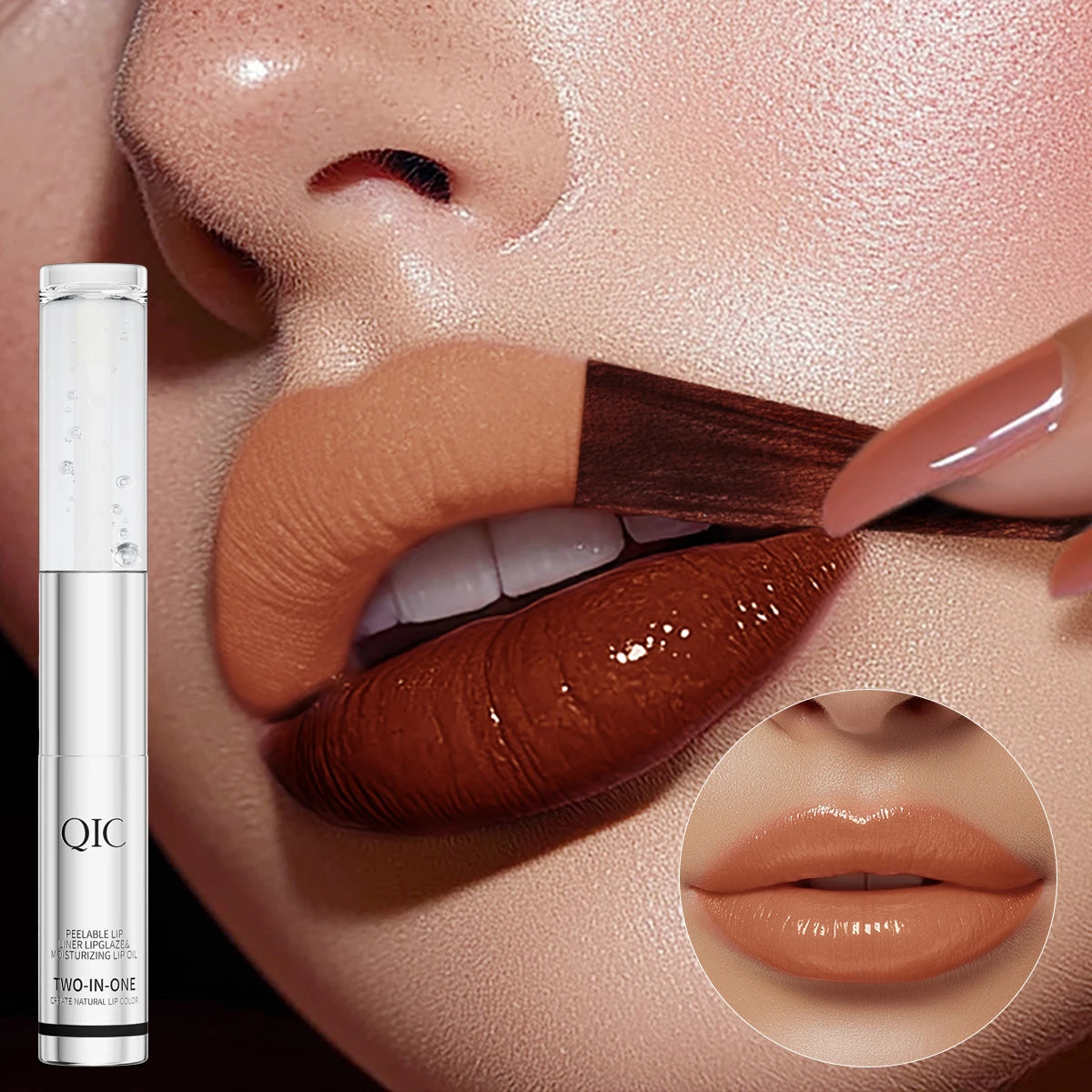 QIC Waterproof Lip Liner Peel Off Tattoo Lipgloss Long Lasting Matte Lip Tint Brown Contour Tear-off Lips Stain Cosmetic