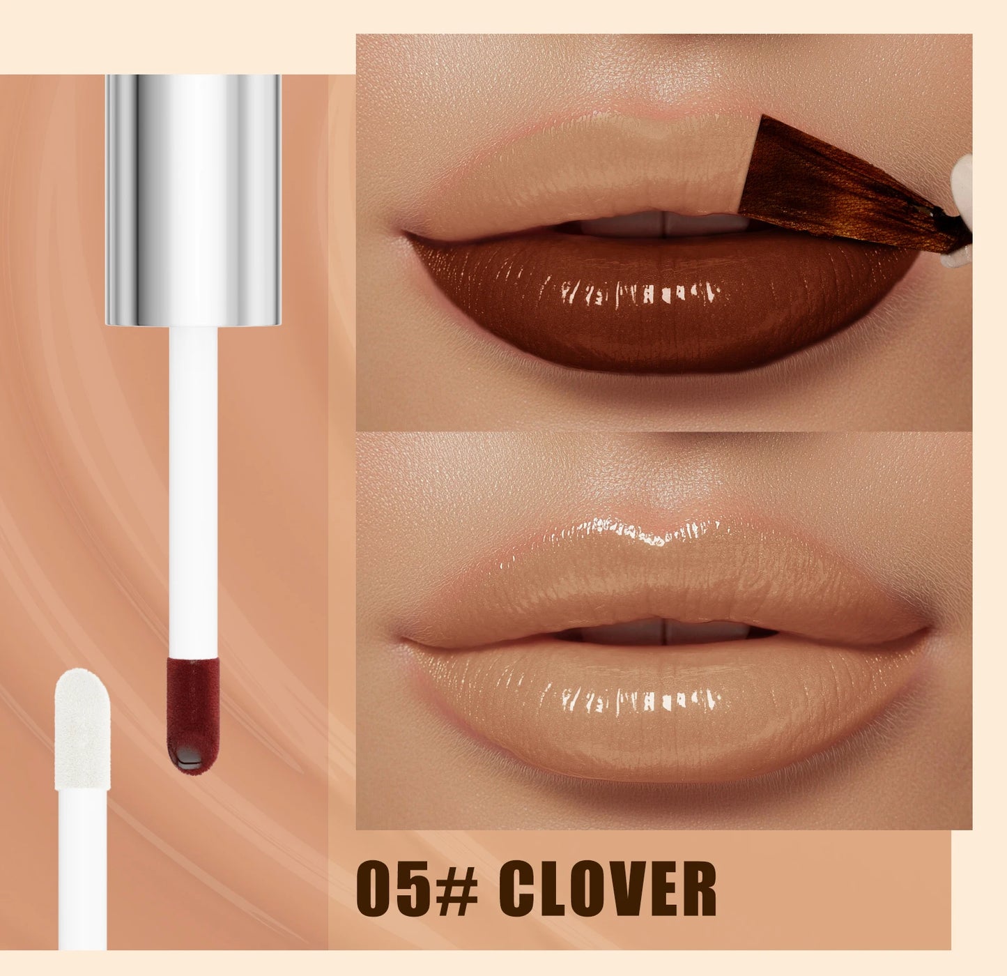 QIC Waterproof Lip Liner Peel Off Tattoo Lipgloss Long Lasting Matte Lip Tint Brown Contour Tear-off Lips Stain Cosmetic