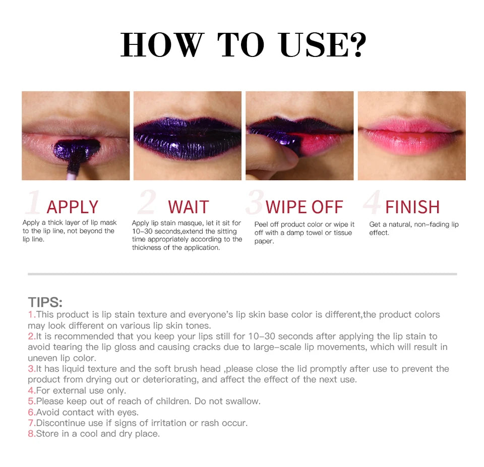Blading Lip Stain Peel Off Masque Long Lasting Waterproof and Transfer Proof Nude Lip Tint Matte Finish Peel Off Lip Stain