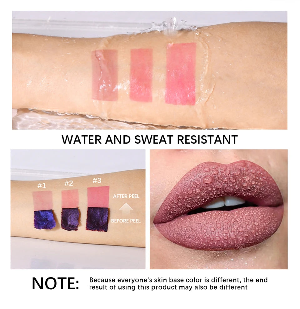 Blading Lip Stain Peel Off Masque Long Lasting Waterproof and Transfer Proof Nude Lip Tint Matte Finish Peel Off Lip Stain
