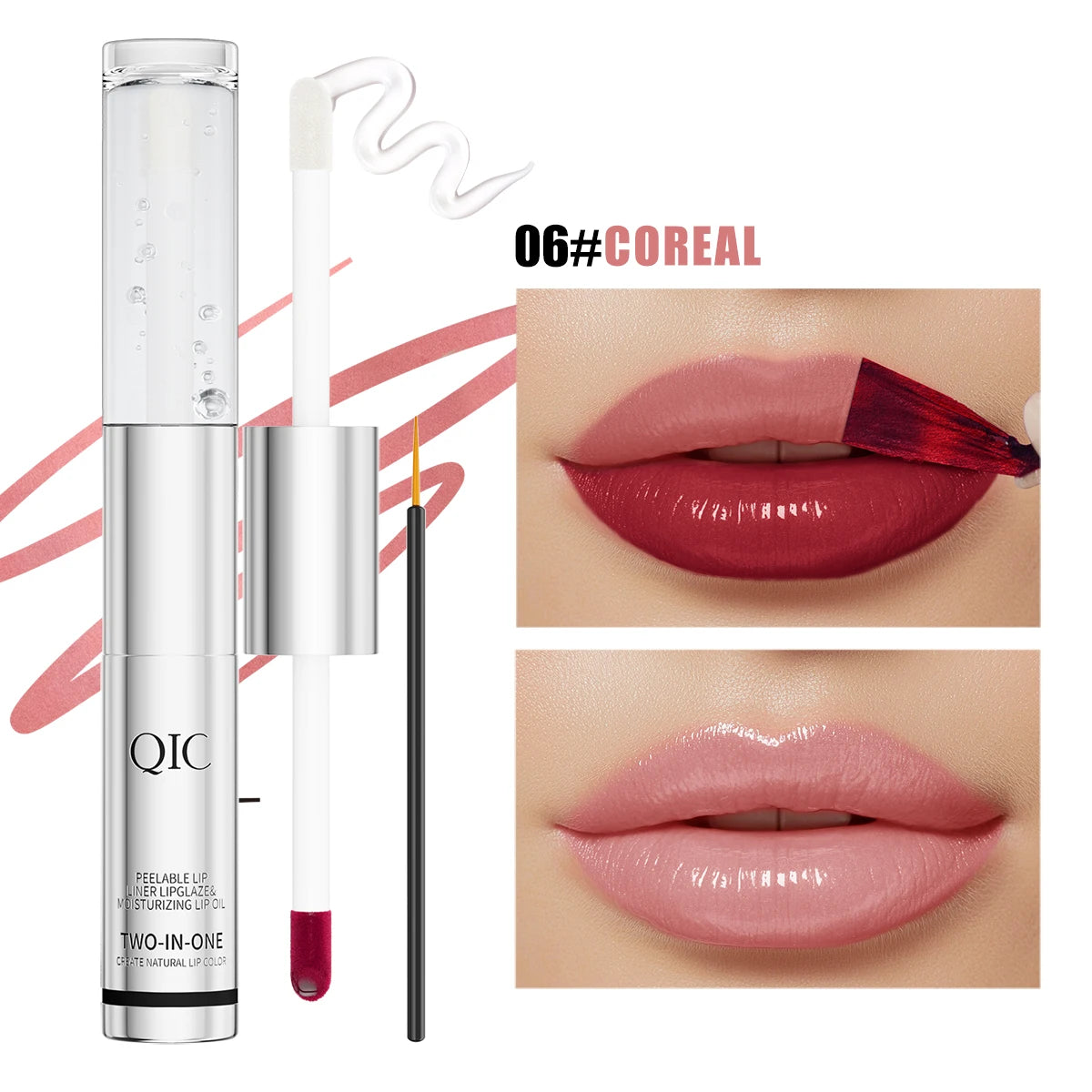 QIC Waterproof Lip Liner Peel Off Tattoo Lipgloss Long Lasting Matte Lip Tint Brown Contour Tear-off Lips Stain Cosmetic