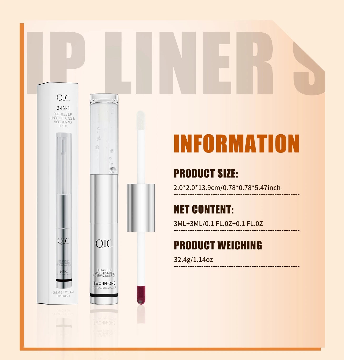 QIC Waterproof Lip Liner Peel Off Tattoo Lipgloss Long Lasting Matte Lip Tint Brown Contour Tear-off Lips Stain Cosmetic