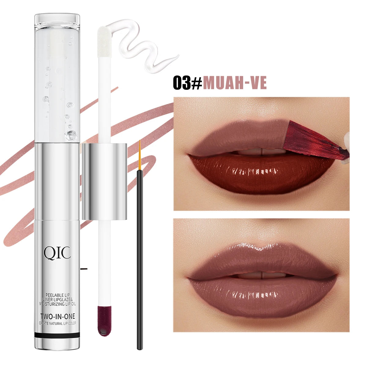 QIC Waterproof Lip Liner Peel Off Tattoo Lipgloss Long Lasting Matte Lip Tint Brown Contour Tear-off Lips Stain Cosmetic