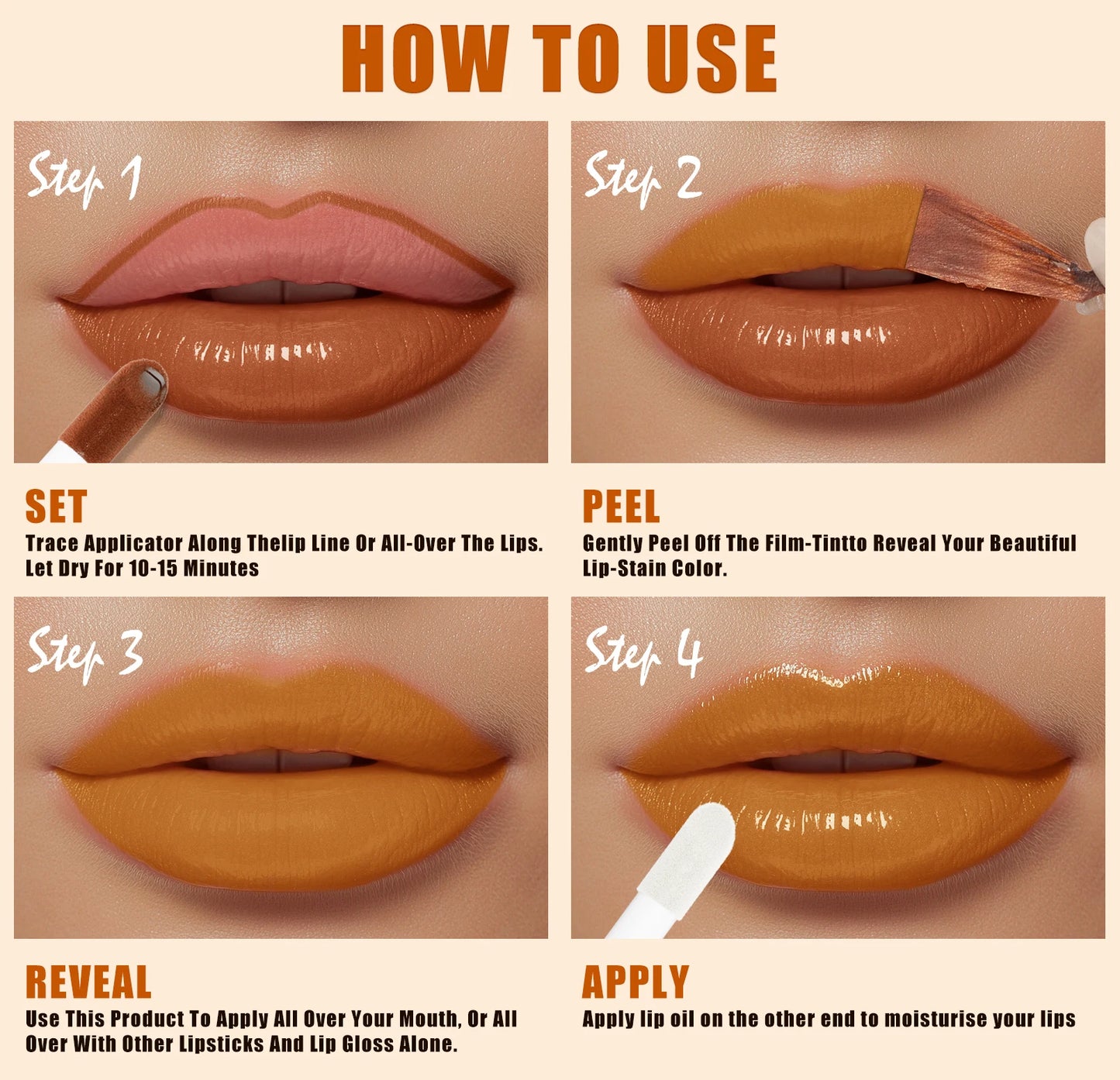 QIC Waterproof Lip Liner Peel Off Tattoo Lipgloss Long Lasting Matte Lip Tint Brown Contour Tear-off Lips Stain Cosmetic