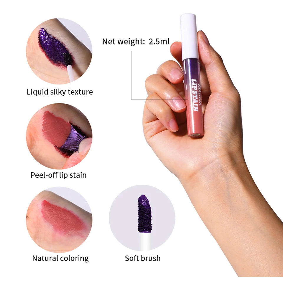 Blading Lip Stain Peel Off Masque Long Lasting Waterproof and Transfer Proof Nude Lip Tint Matte Finish Peel Off Lip Stain