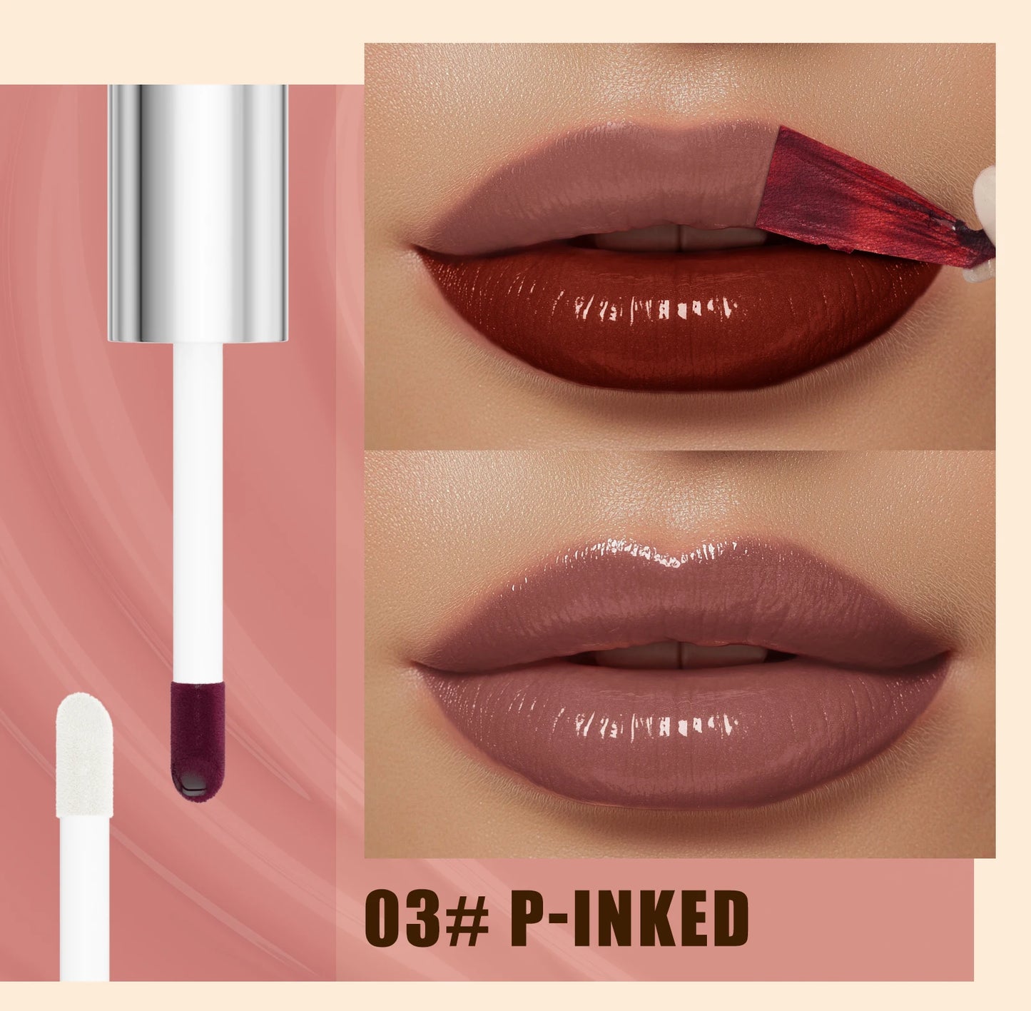 QIC Waterproof Lip Liner Peel Off Tattoo Lipgloss Long Lasting Matte Lip Tint Brown Contour Tear-off Lips Stain Cosmetic