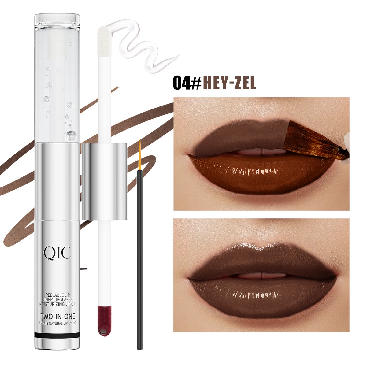 QIC Waterproof Lip Liner Peel Off Tattoo Lipgloss Long Lasting Matte Lip Tint Brown Contour Tear-off Lips Stain Cosmetic