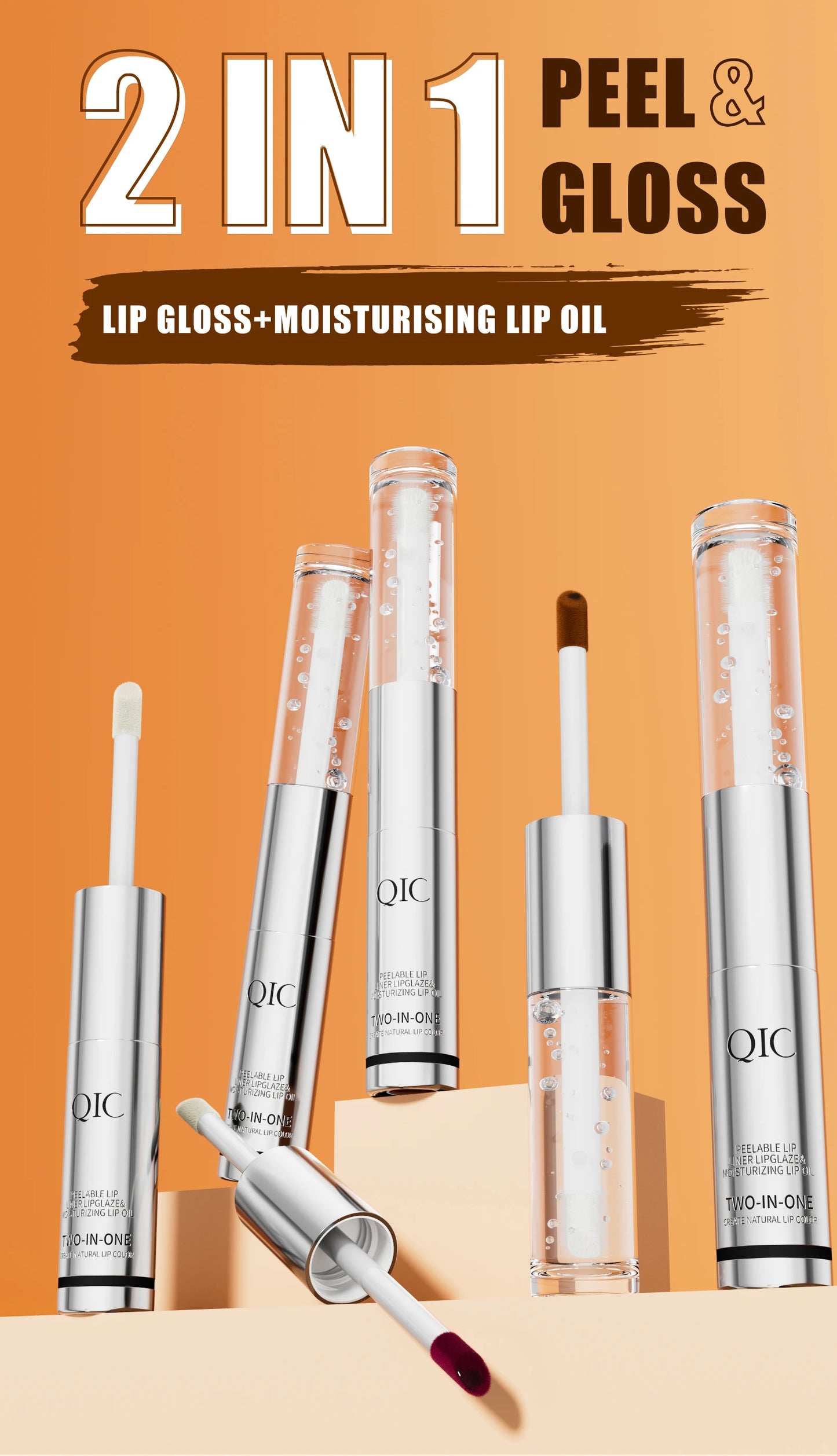 QIC Waterproof Lip Liner Peel Off Tattoo Lipgloss Long Lasting Matte Lip Tint Brown Contour Tear-off Lips Stain Cosmetic