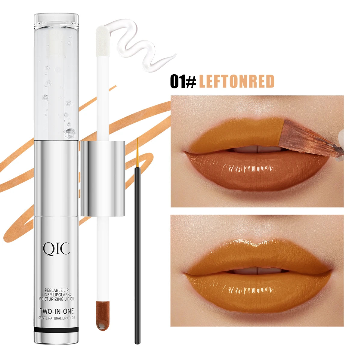 QIC Waterproof Lip Liner Peel Off Tattoo Lipgloss Long Lasting Matte Lip Tint Brown Contour Tear-off Lips Stain Cosmetic